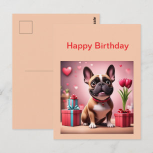 Französische Bulldogge Blumen Birthday Bulldog Postcard