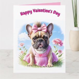 Französische Bulldogge Blumen French Bulldog Card