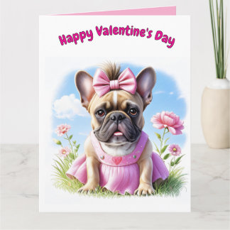 Französische Bulldogge Blumen French Bulldog Card