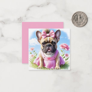 Französische Bulldogge Blumen French Bulldog Note Card