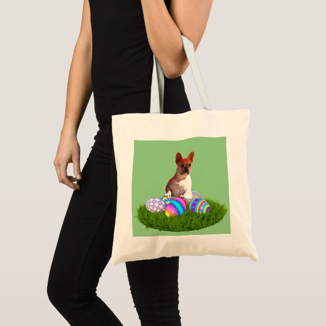 Französische-Bulldogge Einkaufstasche Ostern Tote Bag (Front (Product))