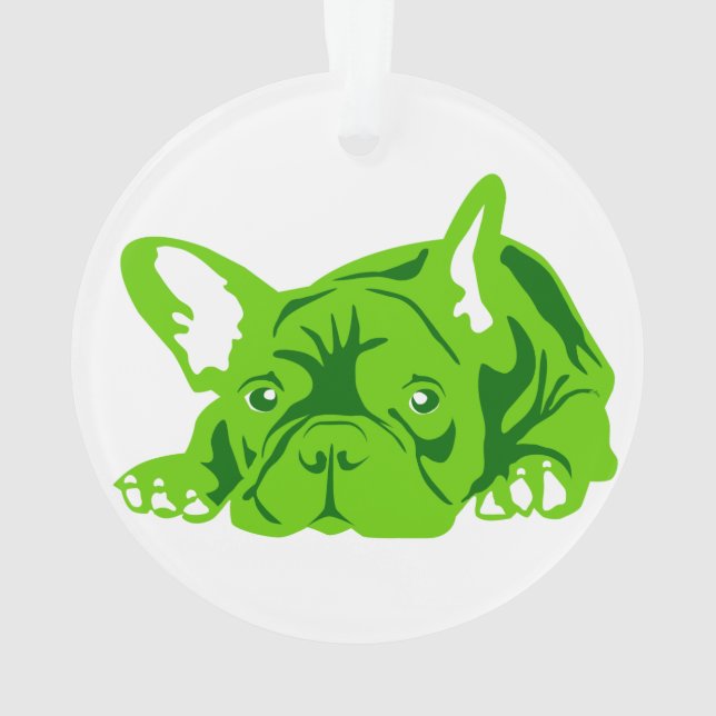 Französische Bulldogge grün Ornament (Back)