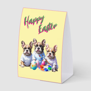 Französische Bulldogge Happy Easter French Bulldog Paper Table Tent