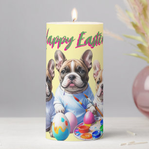 Französische Bulldogge Happy Easter French Bulldog Pillar Candle