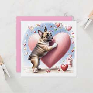 Französische Bulldogge Herzsprung French Bulldog Card