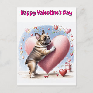 Französische Bulldogge Herzsprung French Bulldog Holiday Postcard