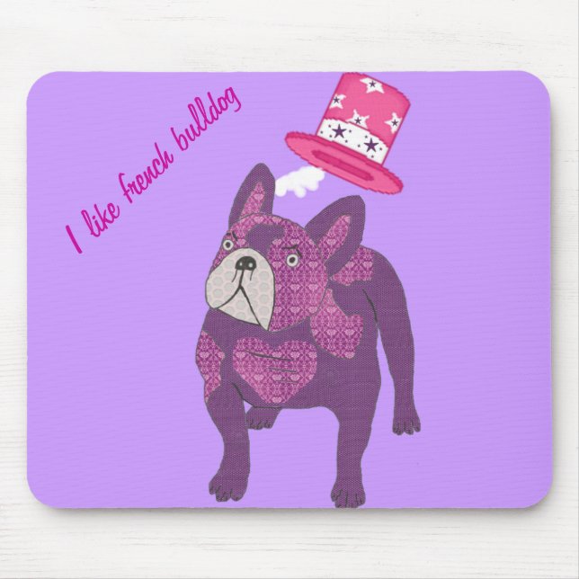 Französische Bulldogge Mousepad mit Zylinder (Front)