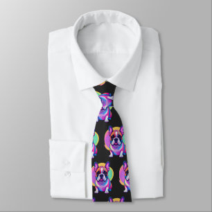 Französische Bulldogge Popart French Bulldog Neck Tie