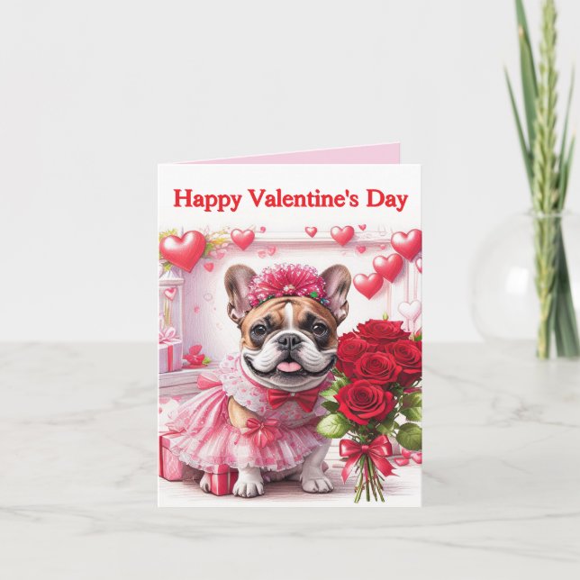 Französische Bulldogge Rosen French Bulldog Invitation (Front)