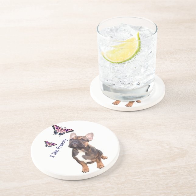 Französische Bulldogge Untersetzer Coaster (Side)