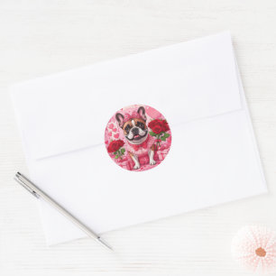 Französische Bulldogge Verliebt French Bulldog Classic Round Sticker