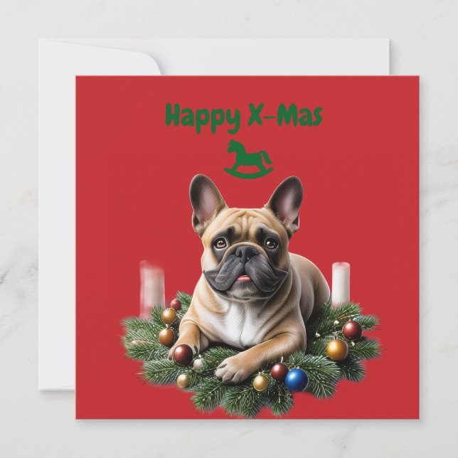 Französische Bulldogge Weihnachten Weihnachtskranz (Front)