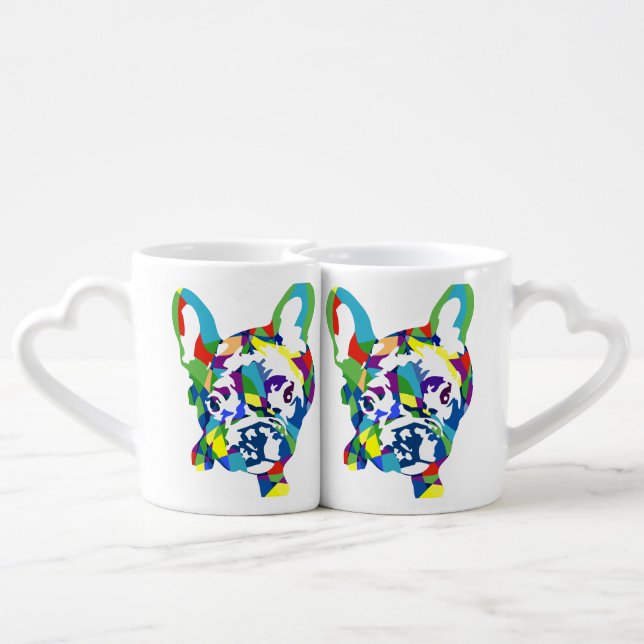 Französische Bulldogge Welpe Coffee Mug Set (Back Nesting)