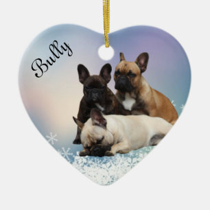 Französische Bulldoggen Keramik Ornament