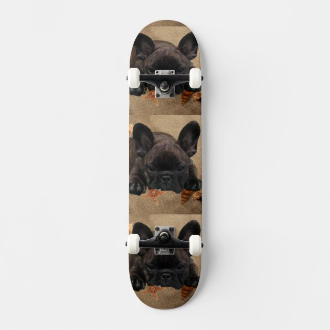 Französische Bulldoggen Skateboard Deck (Front)