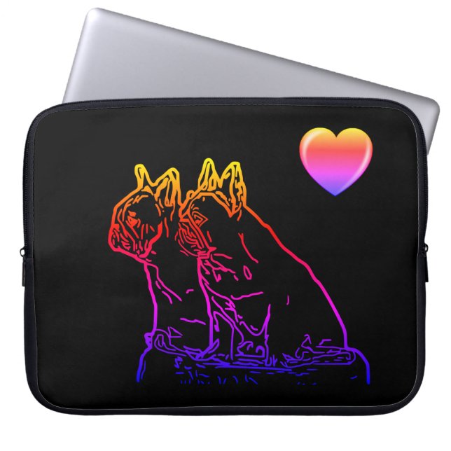 französische Bulldoggen zwei Freunde Laptopschutzh Laptop Sleeve (Front)