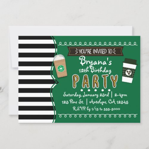 Frap Coffee Birthday Party Chic Invitations