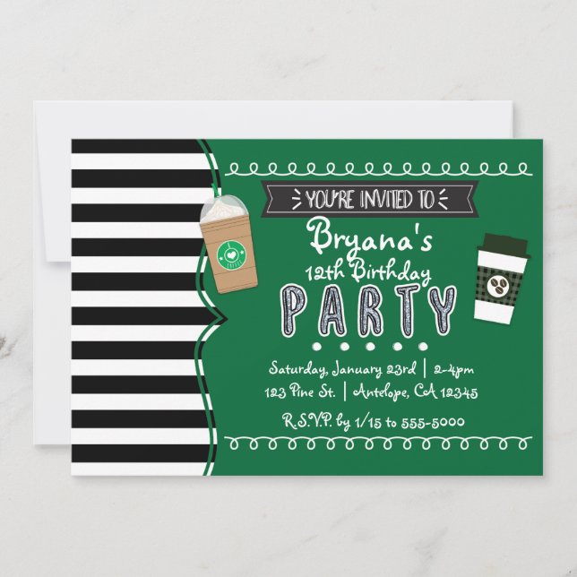 Frap Coffee Birthday Party Teen Invitations (Front)