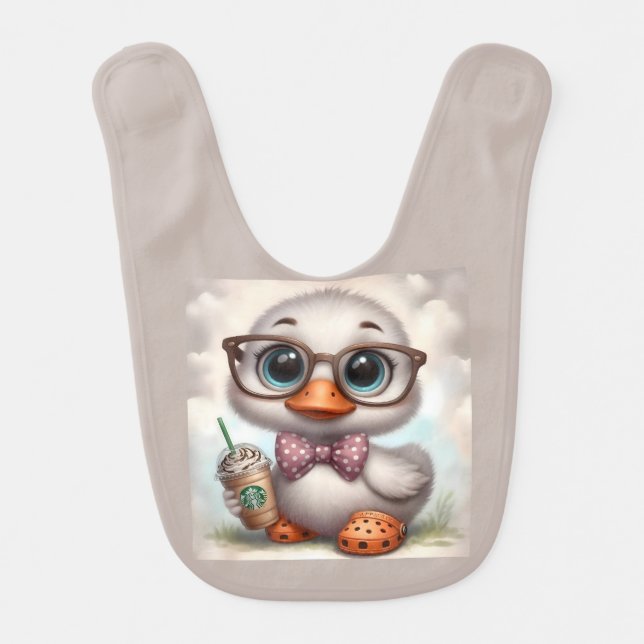 Frappe duckling in crocs baby bib (Front)