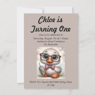 Frappe duckling in crocs invitation