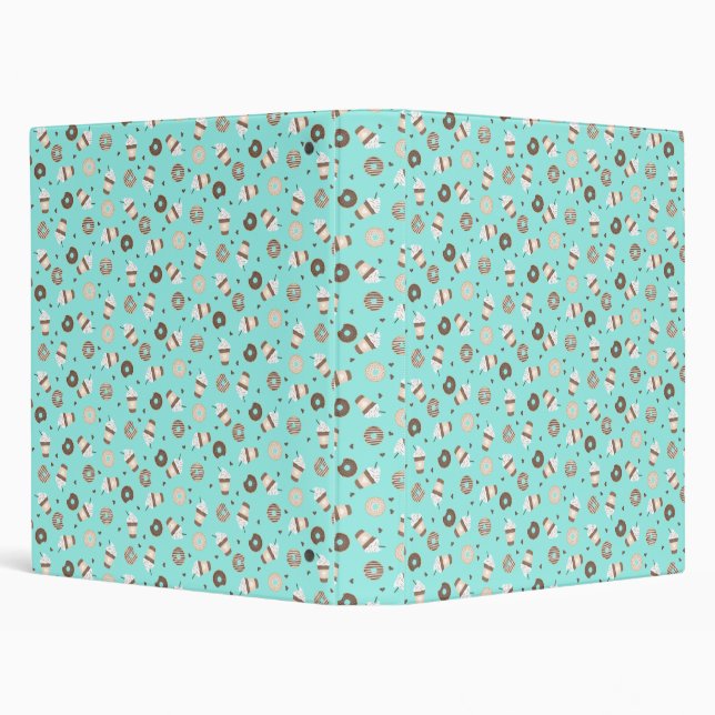 Frappuccino Coffee Sprinkled Donut Pattern 3 Ring Binder (Background)