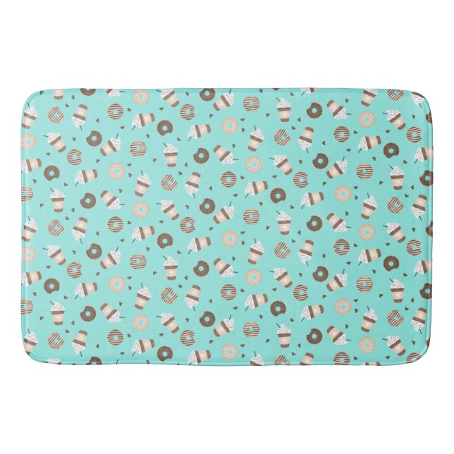 Frappuccino Coffee Sprinkled Donut Pattern Bath Mat (Front)