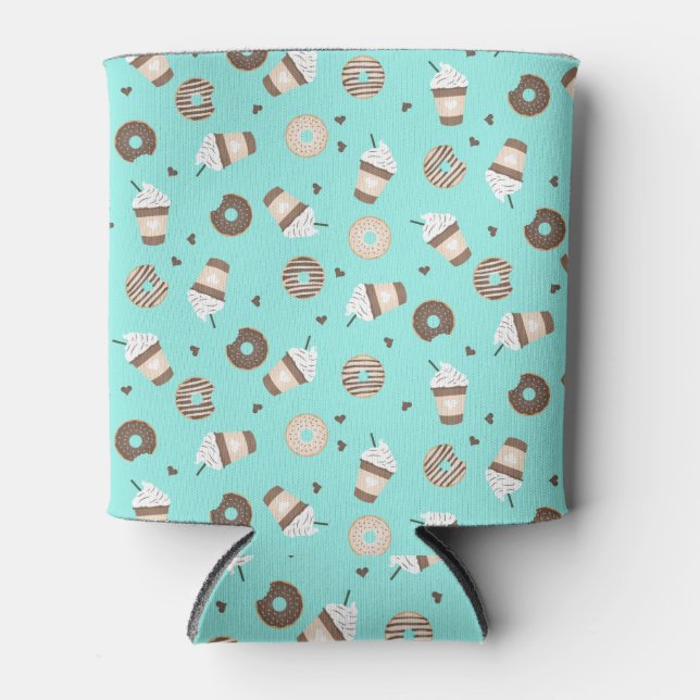 Frappuccino Coffee Sprinkled Donut Pattern Can Cooler (Front)
