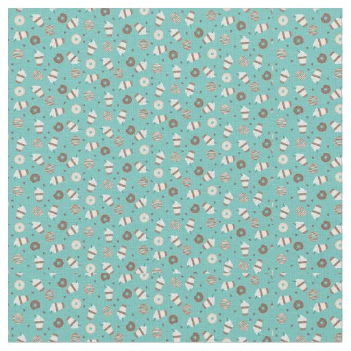 Frappuccino Coffee Sprinkled Donut Pattern Fabric