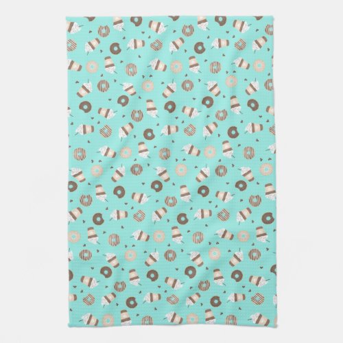 Frappuccino Coffee Sprinkled Donut Pattern Kitchen Towel