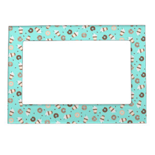 Frappuccino Coffee Sprinkled Donut Pattern Magnetic Frame