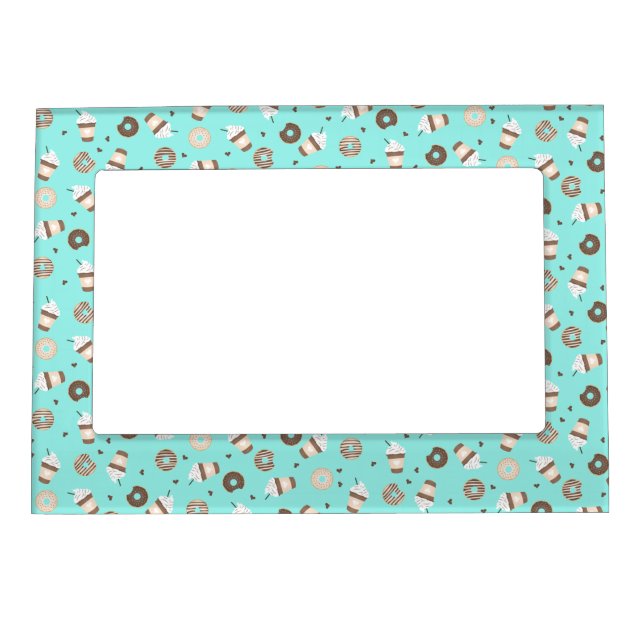 Frappuccino Coffee Sprinkled Donut Pattern Magnetic Frame (Front)