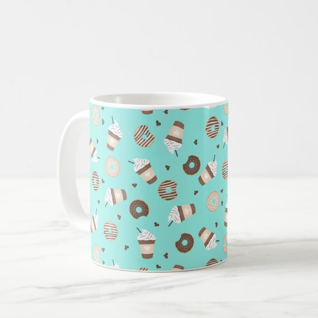 Frappuccino Coffee Sprinkled Donut Pattern Mug (Front Left)
