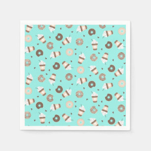 Frappuccino Coffee Sprinkled Donut Pattern Napkins