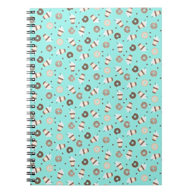Frappuccino Coffee Sprinkled Donut Pattern Notebook (Front)
