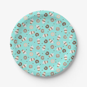 Frappuccino Coffee Sprinkled Donut Pattern Paper Plates