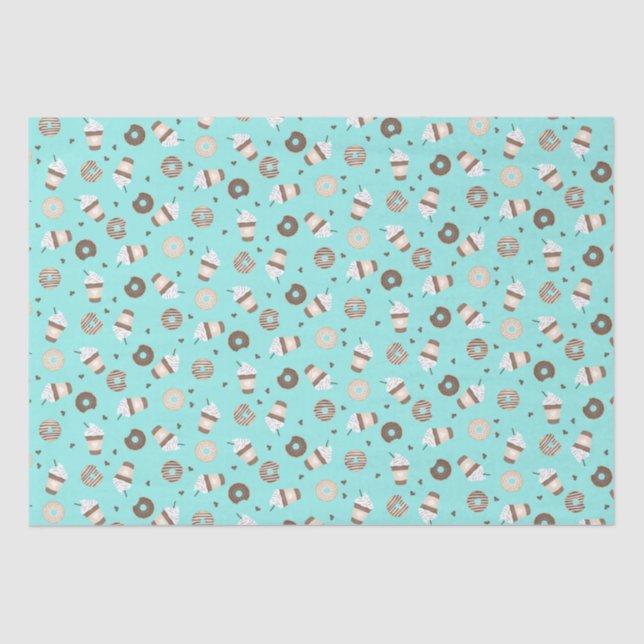 Frappuccino Coffee Sprinkled Donut Pattern Tissue Paper (Front)
