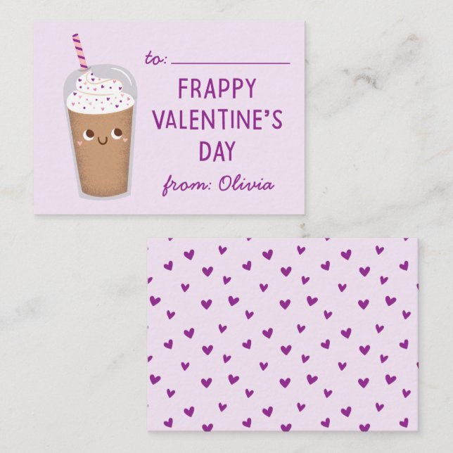 Frappy Valentine's Day - Lavender   Note Card (Front/Back)