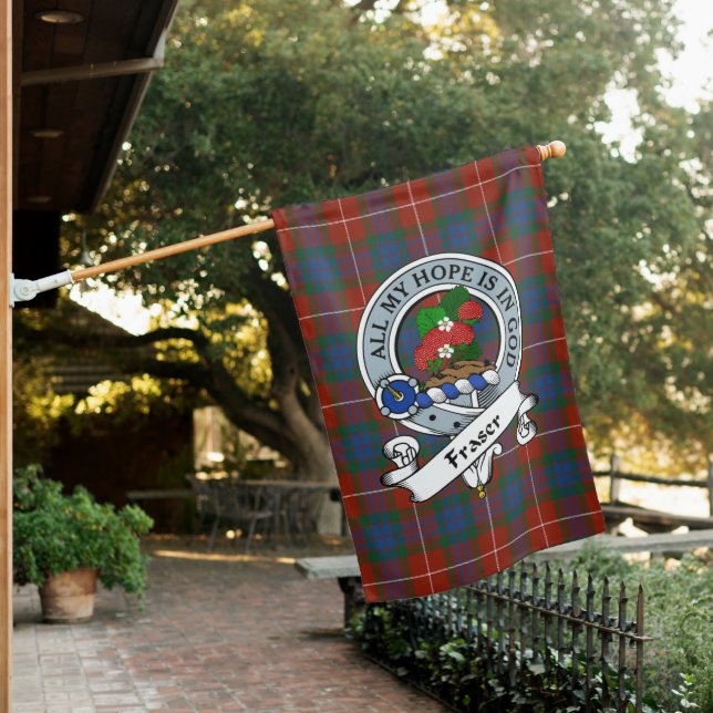 Fraser Ancient Clan Badge Tartan Flag Scottish (In SItu)