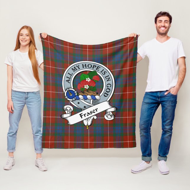 Fraser Ancient Clan Badge Tartan Plaid Fleece Blanket (In Situ)