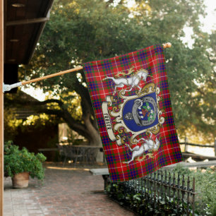 Fraser Clan Badge & Tartan Personalized House Flag