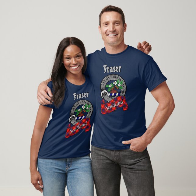 Fraser Clan Badge & Tartan T-Shirt (Unisex)