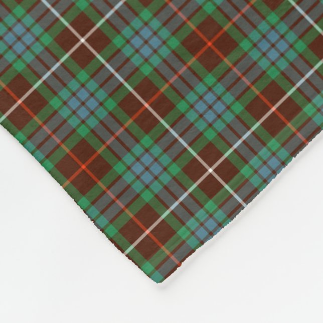 Fraser Clan Brown and Bright Green Hunting Tartan Fleece Blanket (Corner)