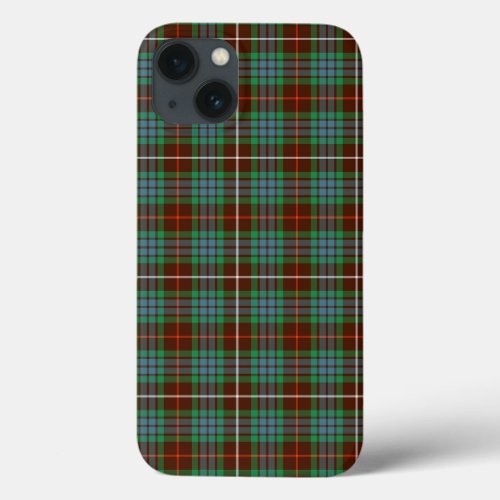 Fraser Clan Brown Green and Blue Hunting Tartan iPhone 13 Case