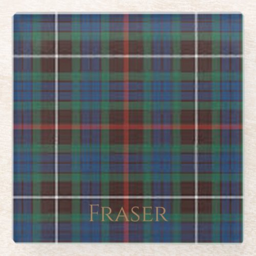 Fraser Clan Tartan Glass Coaster