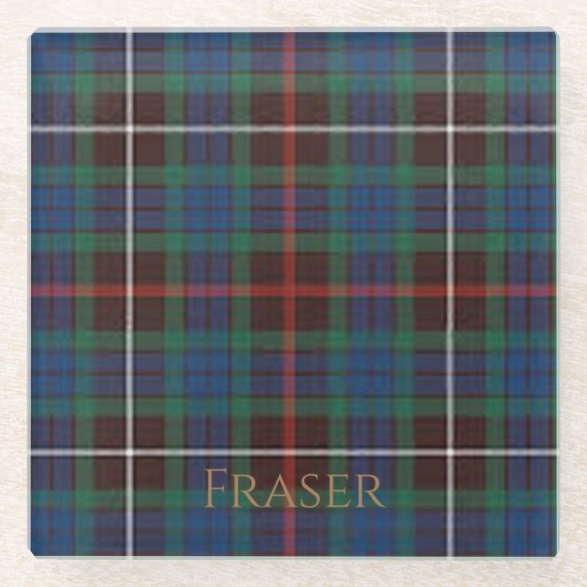 Fraser Clan Tartan Glass Coaster (Front)