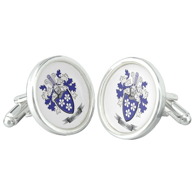 Fraser Family Crest Coat of Arms Cufflinks (Angled)