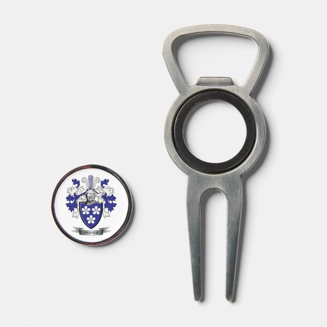 Fraser Family Crest Coat of Arms Divot Tool (Front (Open))