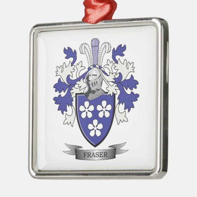 Fraser Family Crest Coat of Arms Metal Ornament (Left)