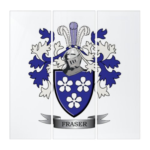 Fraser Family Crest Coat of Arms Triptych