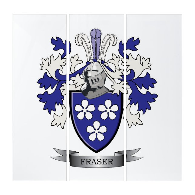 Fraser Family Crest Coat of Arms Triptych (Front)
